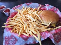 burger potatoes on the table