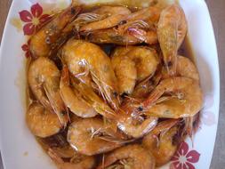 boiled tasty shrimp