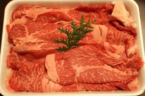 sliced raw Meat in bowl