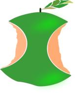 gnawed apple on the side