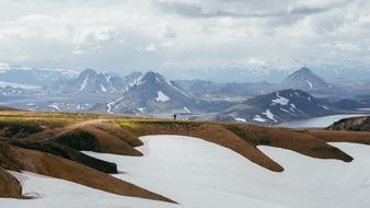 snow mountains under the clouds