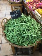 green peas in basket