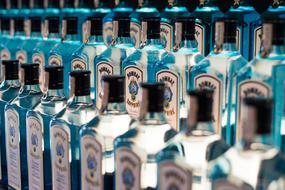 alcoholic blue bottles