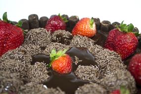 sweet chocolate strawberry cake