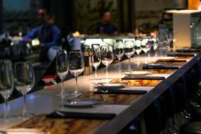 glasses on bar