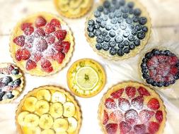 colorful Dessert, cut Fruits and berries