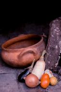 Ceramic plate near the vegetables