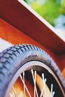 Macro photo of a bicycle wheel