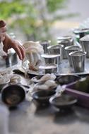 Cooking baked goods on table