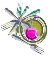 cutlery on white background