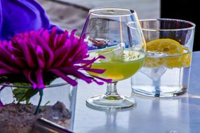 lemon in glass