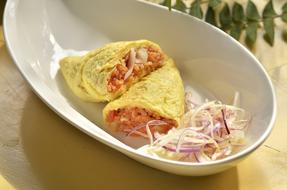 Rice omelet in bowl