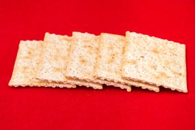 Healthy Food, five Tasty cookies at red background