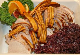 delicious meat and fruit