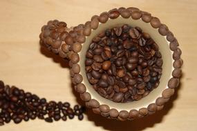 coffee bean mug on top