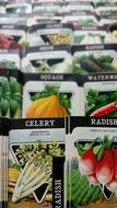Vintage packages with planting seeds on stall