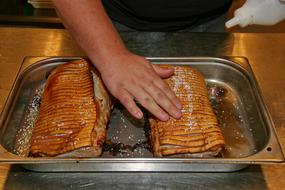 Baking meat on a baking sheet