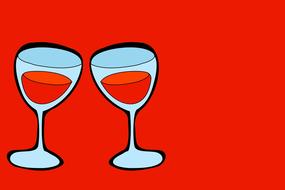drawing of wine glasses
