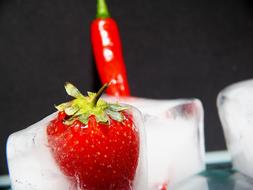 strawberries on ice