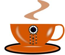 drawing of an orange coffee cup