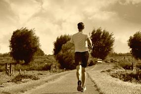 monochrome picture of a runner