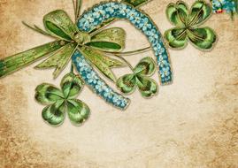 Vintage Horseshoe Lucky Clover drawing
