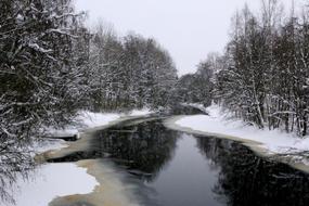 evening photo of a frozen river in Finland
