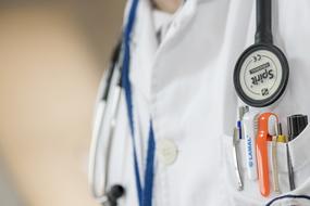 macro photo of a doctorâs smock