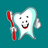happy tooth with red toothbrush as an illustration
