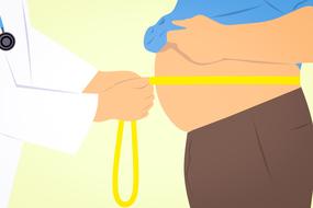obese weight loss man nutritionist drawing