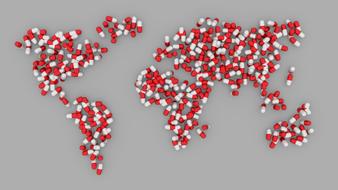 world map pill healthcare