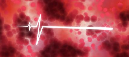 heart rate against a background of blood