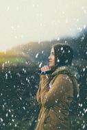 Girl Snow sky