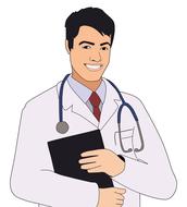 drawn doctor with a folder and a stethoscope