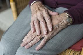 Hands of Old woman on her lap