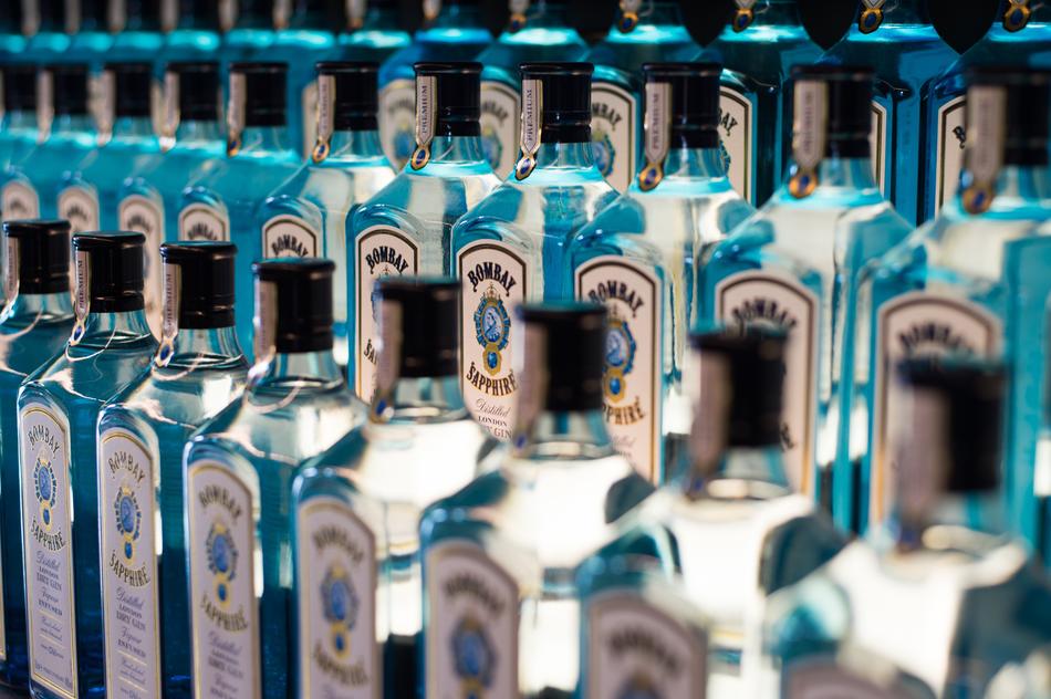 alcoholic blue bottles