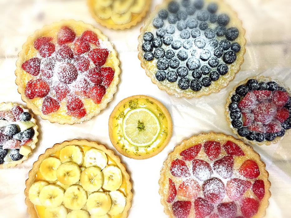 colorful Dessert, cut Fruits and berries