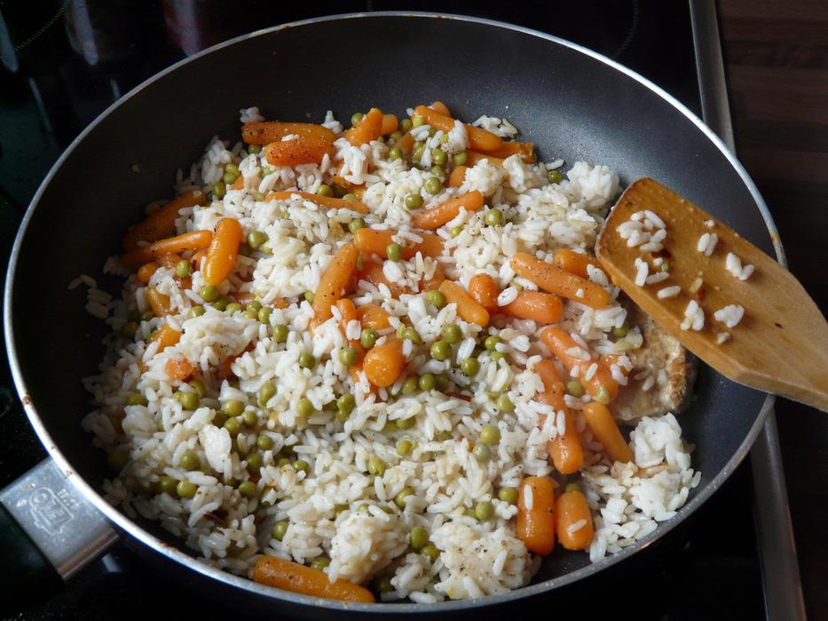 Rice Ladle in Pan on stove