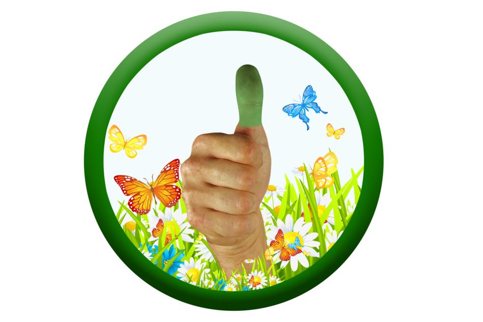 Green Thumbs Up flowers drawing