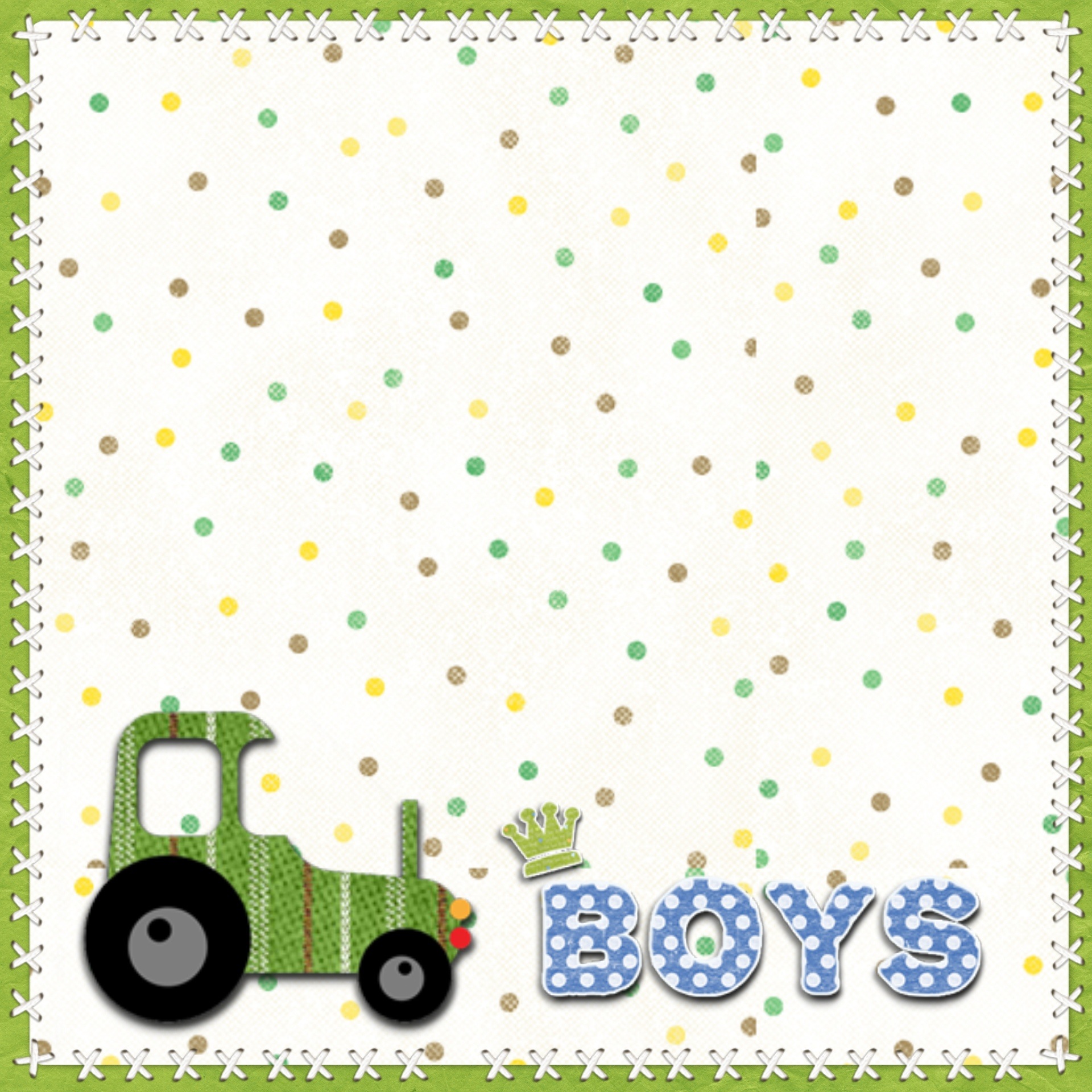 Boys, square template with green tractor free image download