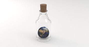 bottle with earth globe inside