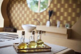 aromatic oil on a massage table
