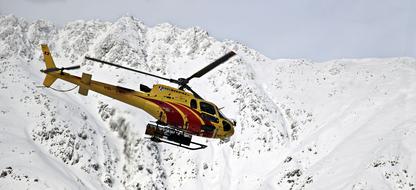 yellow Helicopter Mountains Snow