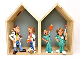 Veterinarians with Animals and nurses, funny toys in boxes