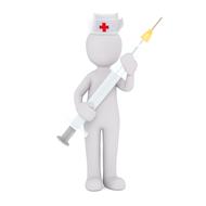 painted white man with a syringe
