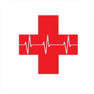 medical aid, white pulse on red cross