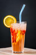 refreshing drink with lemon and strawberry