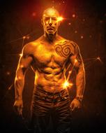 Man Athlete Fitness poster drawing