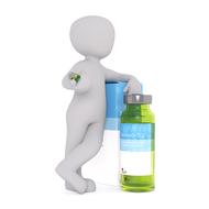 painted white man and medical capsule