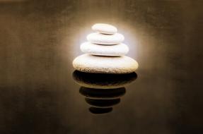 luminous pyramid of white stones